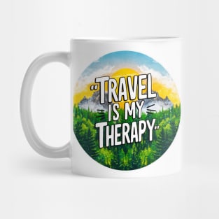 "Travel is My Therapy" Nature Adventure Sticker Mug